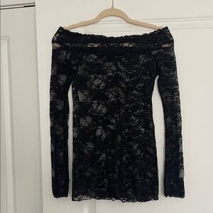 Elegant Black Lace Off-Shoulder Dress